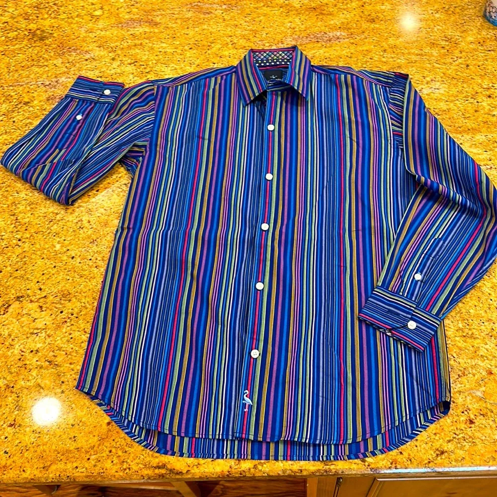 TAILORBYRD BOYS COLORFUL COTTON STRIPED BUTTON UP SHIRT WITH CONTRASTING CUFFS - Picture 2 of 8